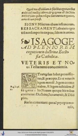 ISAGOGE AD PLENIOREM cognitionem doctrinæ Ecclesiæ Catholicæ