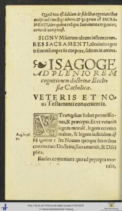 ISAGOGE AD PLENIOREM cognitionem doctrinæ Ecclesiæ Catholicæ