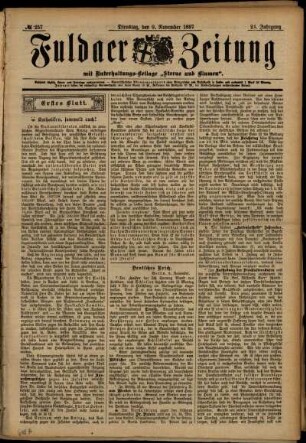 Erste Ausgabe vom Dienstag, den 09. November 1897.
