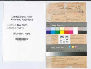 Entnazifizierung Hans Wiemann, geb. 06.09.1899 (Lehrer)