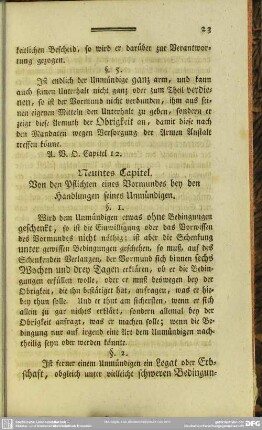 Neuntes Capitel. Von den Pflichten eines Vormundes bey den Handlungen seines Unmündigen