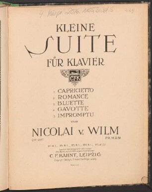 Kleine Suite : für Klavier : op. 207
