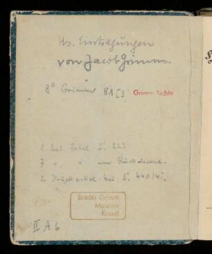 Handschriftliche Notiz zum Inhalt