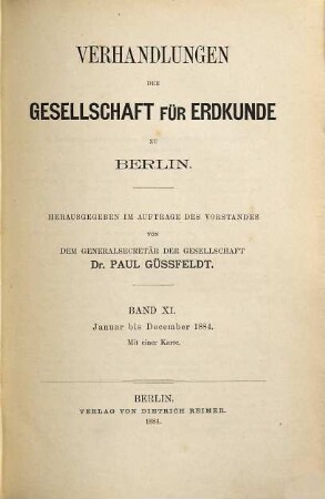 Verhandlungen. 11. 1884