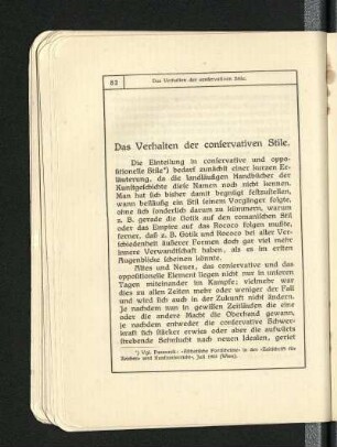 Das Verhalten der conservativen Stile