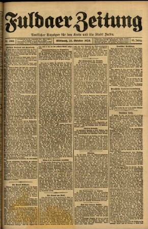 Ausgabe vom Mittwoch, den 20. Oktober 1920.