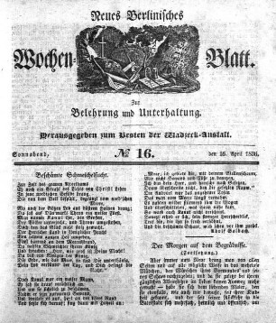 No. 16, Sonnabend, den 16.April 1836