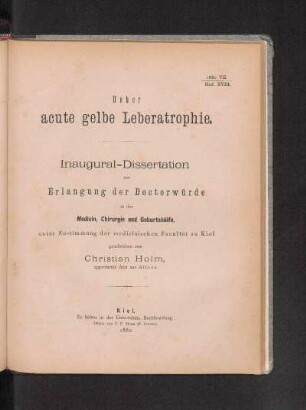 Ueber acute gelbe Leberatrophie.
