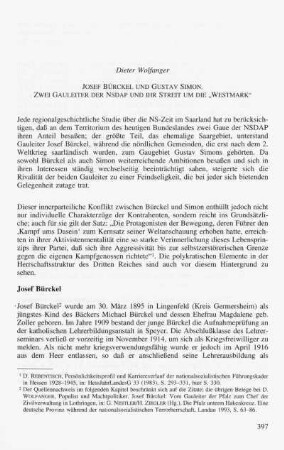 Josef Bürckel und Gustav Simon. Zwei Gauleiter der NSDAP und ihr Streit um die ‚‚Westmark‛‛