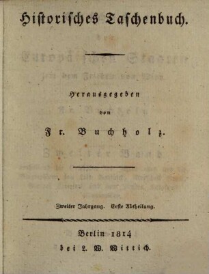 Geschichte der europäischen Staaten seit dem Frieden von Wien. 2, 2. 1814