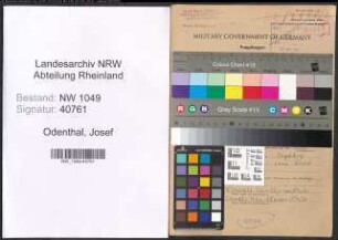 Entnazifizierung Josef Odenthal , geb. 10.09.1913 (Kontrolleur)