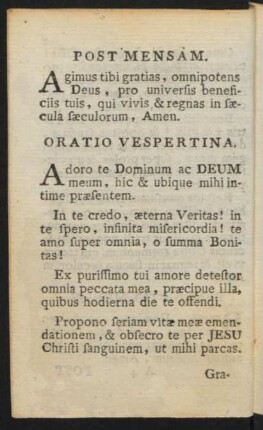 Oratio Vespertina