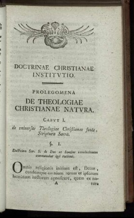 Prolegomena De Theologiae Christianae Natura.