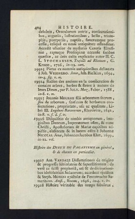 404-410, Histoire des Dieux du Paganisme en général, & de chacun en particulier