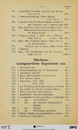 Altertümer, kunstgewerbliche Gegenstände usw. (Nr. 574-683a)