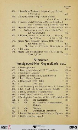 Altertümer, kunstgewerbliche Gegenstände usw. (Nr. 574-683a)
