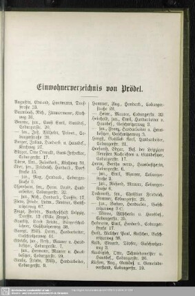 Einwohnerverzeichnis : Einwohnerverzeichnis von Prödel