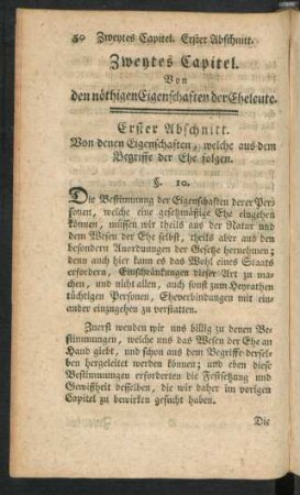 Zweytes Capitel. Von den nöthigen Eigenschaften der Eheleute