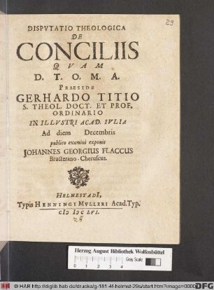 Disputatio Theologica De Conciliis