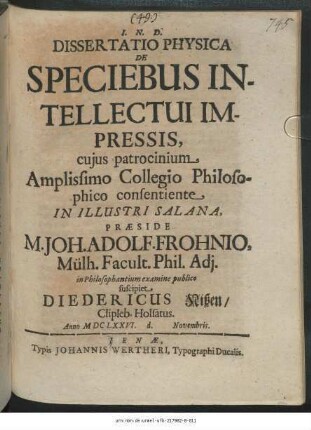 Dissertatio Physica De Speciebus Intellectui Impressis