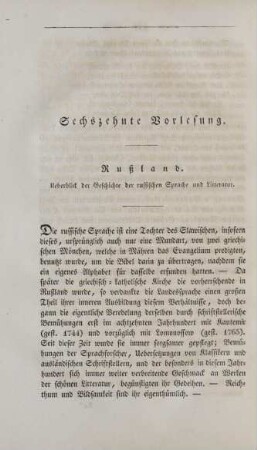 Sechszehnte Vorlesung. Rußland