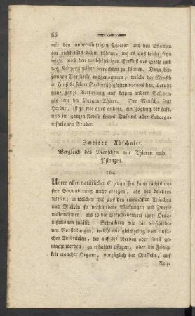Zweiter Abschnitt. Vergleich des Menschen mit Thieren und Pflanzen