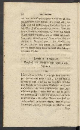 Zweiter Abschnitt. Vergleich des Menschen mit Thieren und Pflanzen