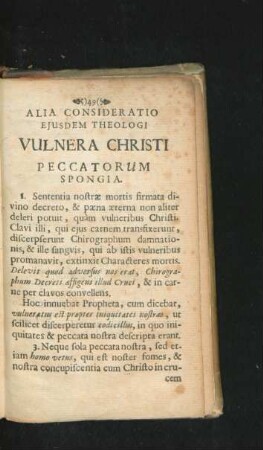Alia Consideratio Eiusdem Theologi Vuilnera Christi Peccatorum Spongia.