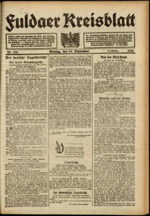 Ausgabe vom Montag, den 30. September 1918.