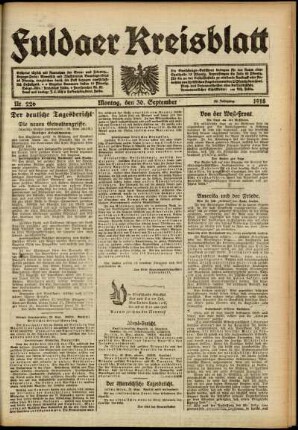 Ausgabe vom Montag, den 30. September 1918.