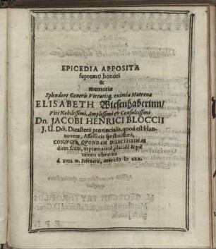 Epicedia Apposita [...]