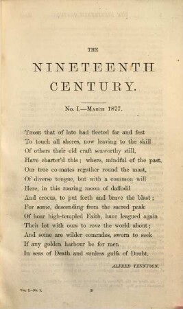 The nineteenth century and after : a monthly review. 1, 1. 1877
