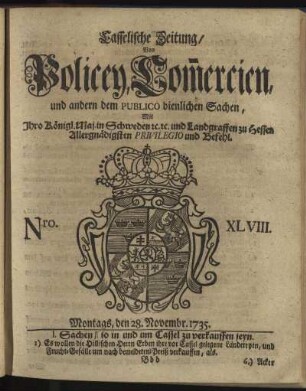 Nro. XLVIII, Montags, den 28. Novembr 1735
