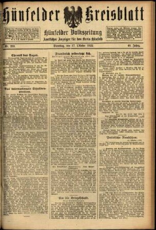 Ausgabe vom Dienstag, den 17. Oktober 1922.