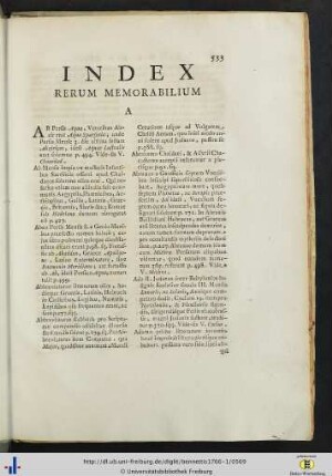 Index rerum memorabilium.