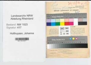 Entnazifizierung Johanna Holthuysen , geb. 25.07.1914 (Postassistent)