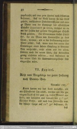 VII. Kapitel. Reise vom Vorgebürge der guten Hofnung nach Botany-Bay