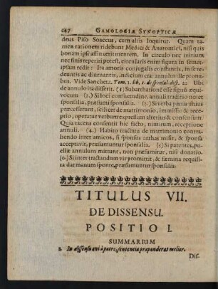 Titulus VII. De Dissensu