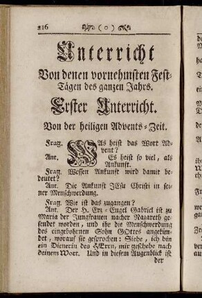Unterricht Von denen vornehmsten Fest-Tägen des ganzen Jahrs