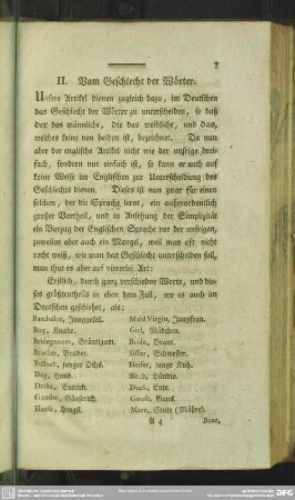 II. Vom Geschlecht der Wörter