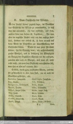 II. Vom Geschlecht der Wörter