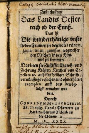 Zufluchtstatt das Landts Oesterreich ob der Ennß