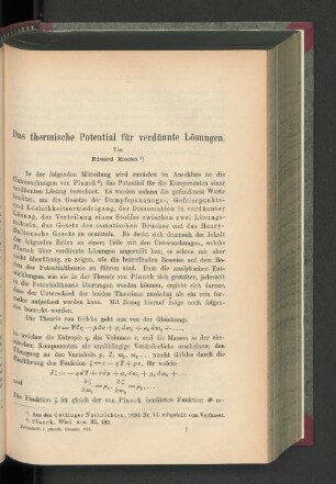 Das thermische Potential für verdünnte Lösungen.