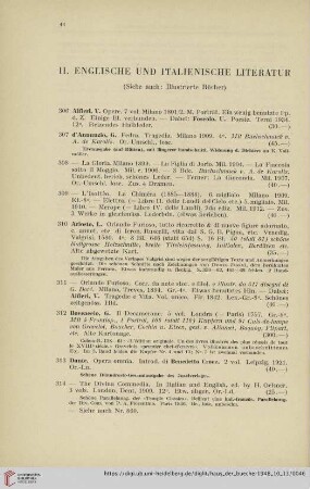 II. Englische und italienische Literatur (Nr. 306- 335)