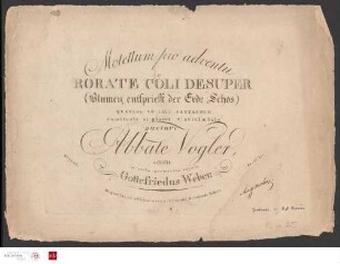 Rorate coeli desuper: motettum pro adventu ; quatuor vocibus cantandum ; comitante si placet clavicembalo