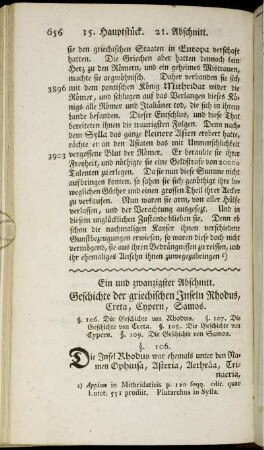Ein und zwanzigster Abschnitt. Geschichte der griechischen Inseln Rhodos, Creta, Cypern, Samos