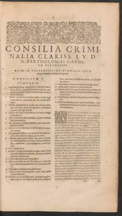 Consilia Criminalia ... D. Bartholomaei Caepollae Veronensis ...