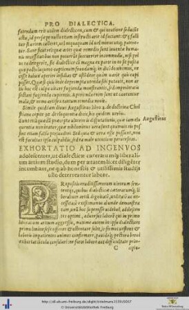 Exhortatio Ad Ingenuos adolescentes