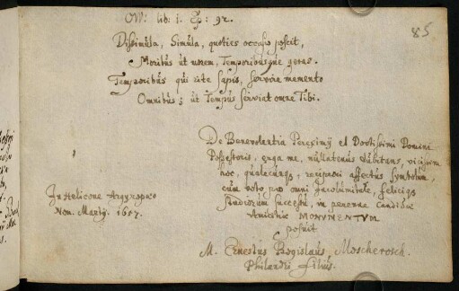 Moscherosch, Ernst Bogislav. Straßburg, 07.03.1657.