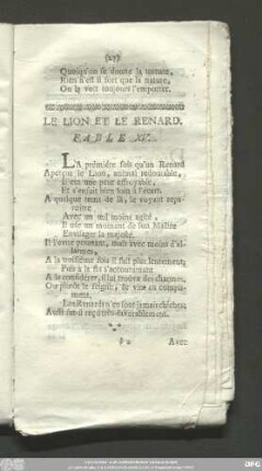 Le Lion Et Le Renard. Fable XV.
